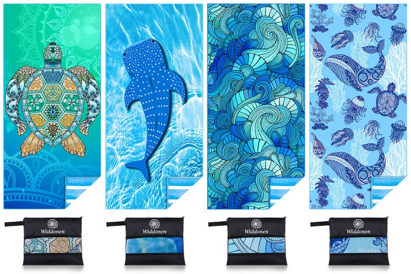 Widdonen Microfiber Thin Lightweight Beach Towel Sand Free Quick Dry Absorbent Compact Towels for Swimming Pool Camping Beach Accessories Large Easy Pack Travel Things for Vacation Essentials Adult Gift - Image 1